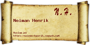 Neiman Henrik névjegykártya